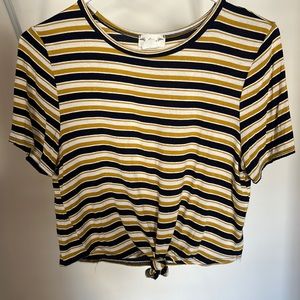 gaze striped crop top with tie